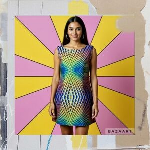 Halloween Costume Psychedelic Hippie 60's Costume Cosplay Dress Size M